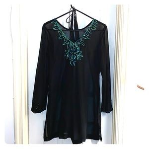 Custom made black chiffon tunic top